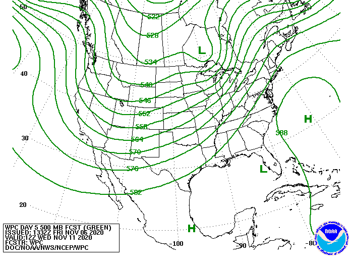 Upper-level forecast map for next Wednesday